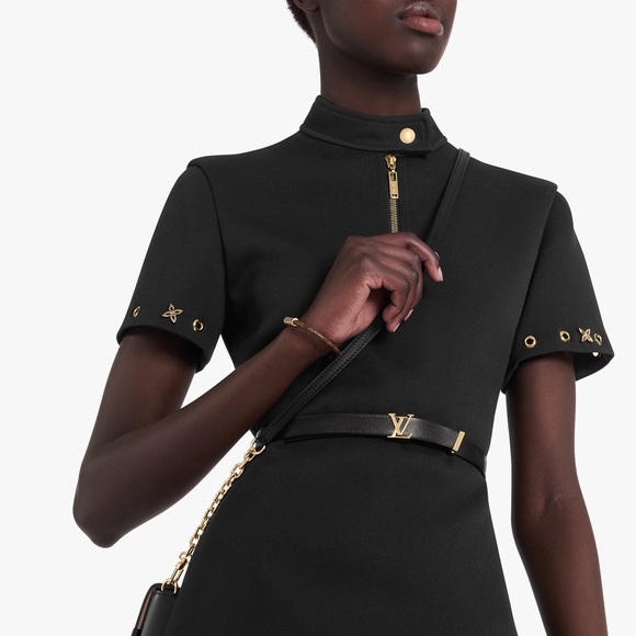 NEW Louis Vuitton elegant black evening belt LV INITIALES 20MM couture NOIR 75. - Picture 1 of 8